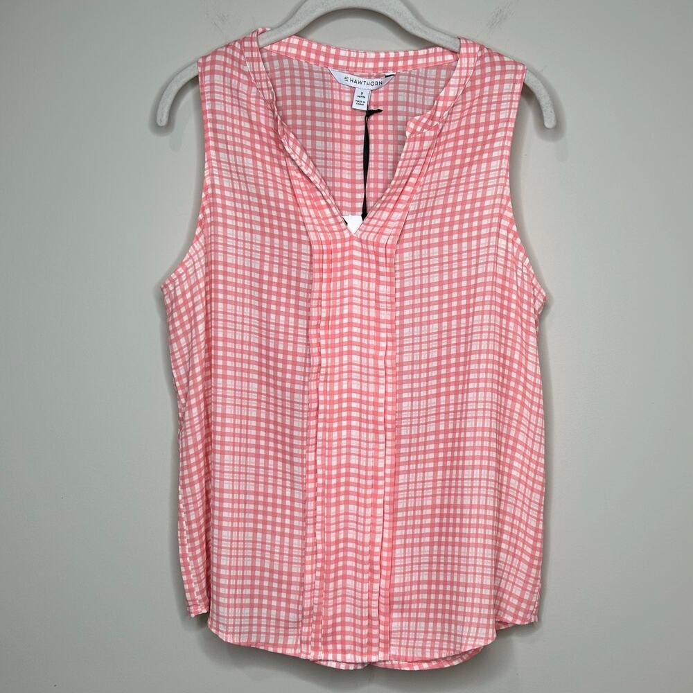 41 Hawthorn Sleeveless Breyson Blouse Size MP NWT Pleat Detail Split Neck
